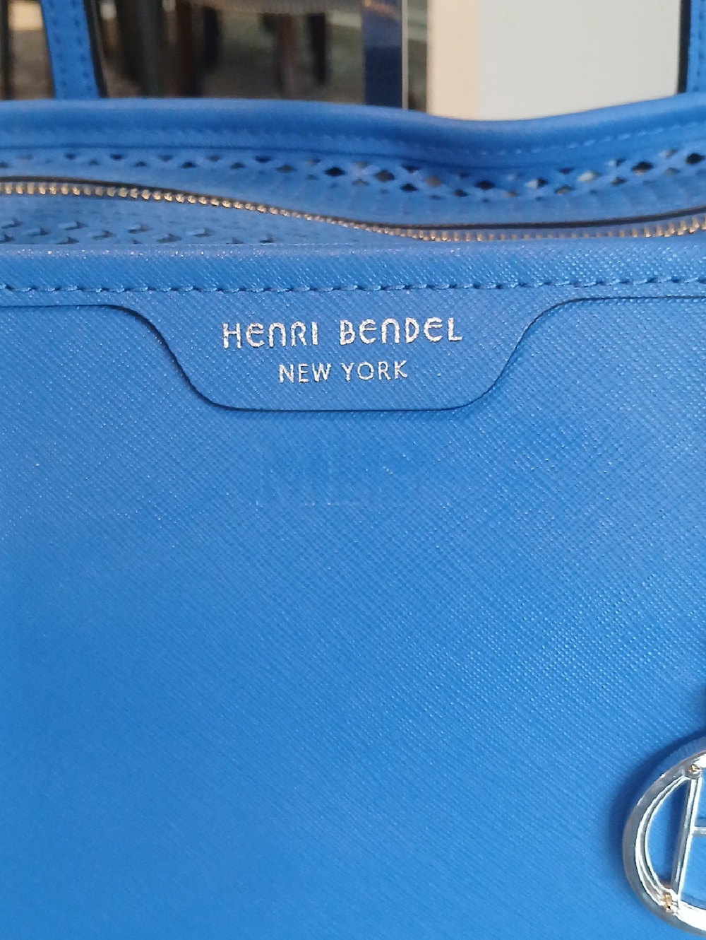 henri bendel Bright Blue Leather Tote with Signature Charm - Picture 3 of 9